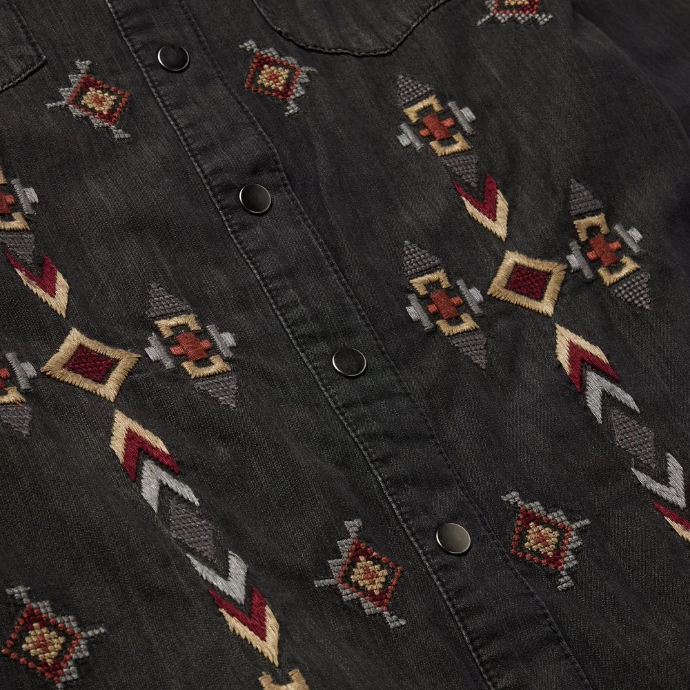Stetson Embroidered Denim Shirt Dress Black Sale