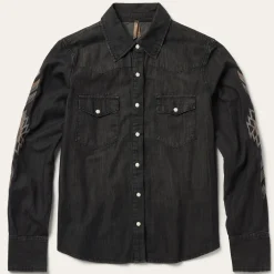 Stetson Embroidered Denim Shirt Black Hot