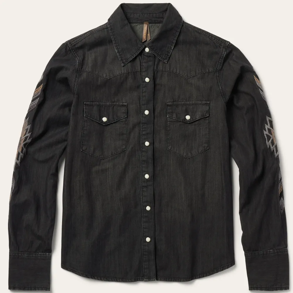 Stetson Embroidered Denim Shirt Black Hot