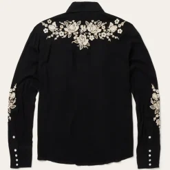 Stetson Embroidered Crepe Western Shirt Black Sale