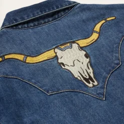 Stetson Embroidered Dark Denim Western Shirt Blue Online