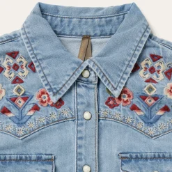 Stetson Embroidered Denim Shirt Dress Blue Clearance