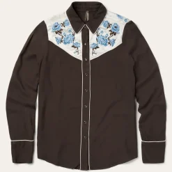 Stetson Embroidered Rayon Western Shirt Brown Discount