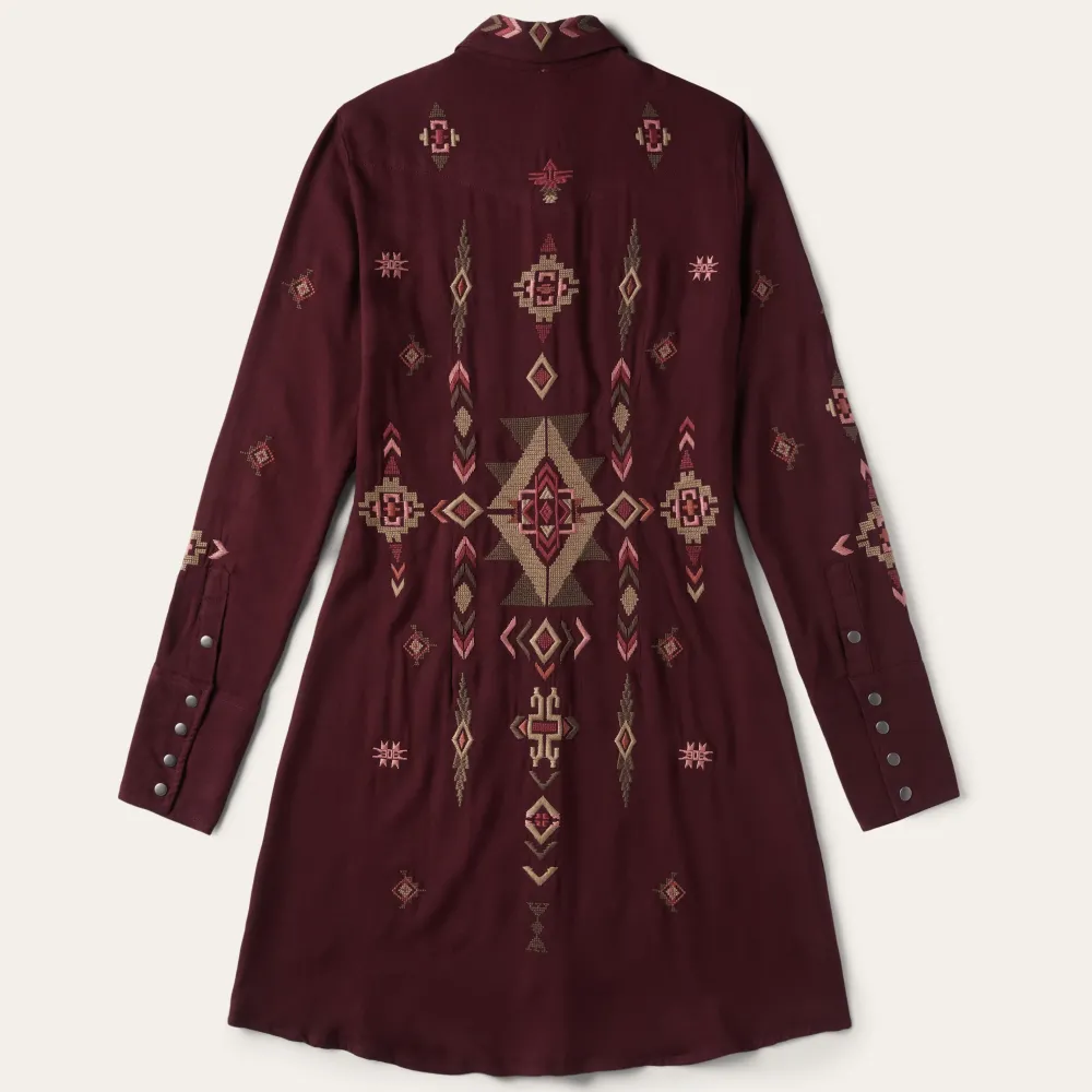 Stetson Embroidered Shirt Dress Wine New