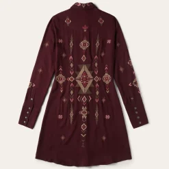 Stetson Embroidered Shirt Dress Wine New