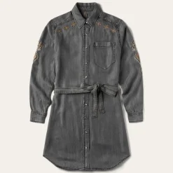 Stetson Embroidered Snap Front Shirt Dress Black Online