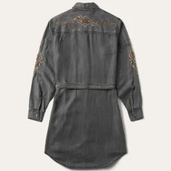 Stetson Embroidered Snap Front Shirt Dress Black Online