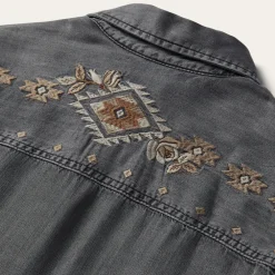 Stetson Embroidered Snap Front Shirt Dress Black Online