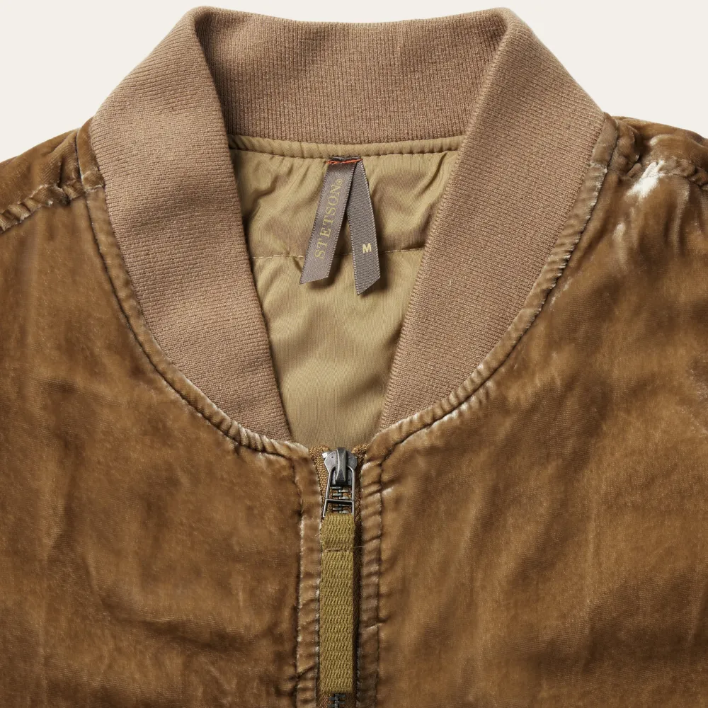 Stetson Embroidered Velvet Bomber Jacket Copper Outlet