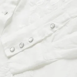 Stetson Embroidered Tonal Stripe Linen Blouse White Outlet