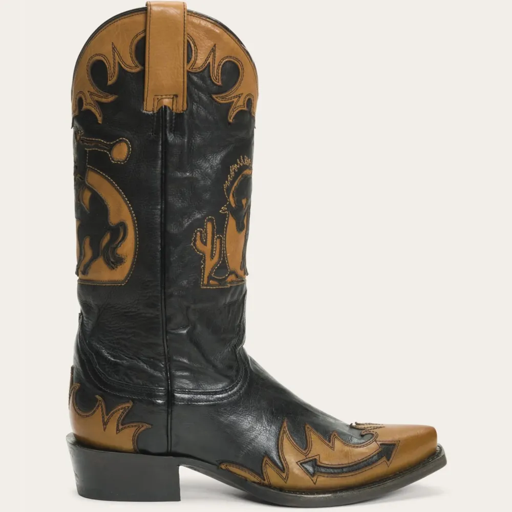 Stetson Faye Cowgirl Horse Underlay Leather Boot Black