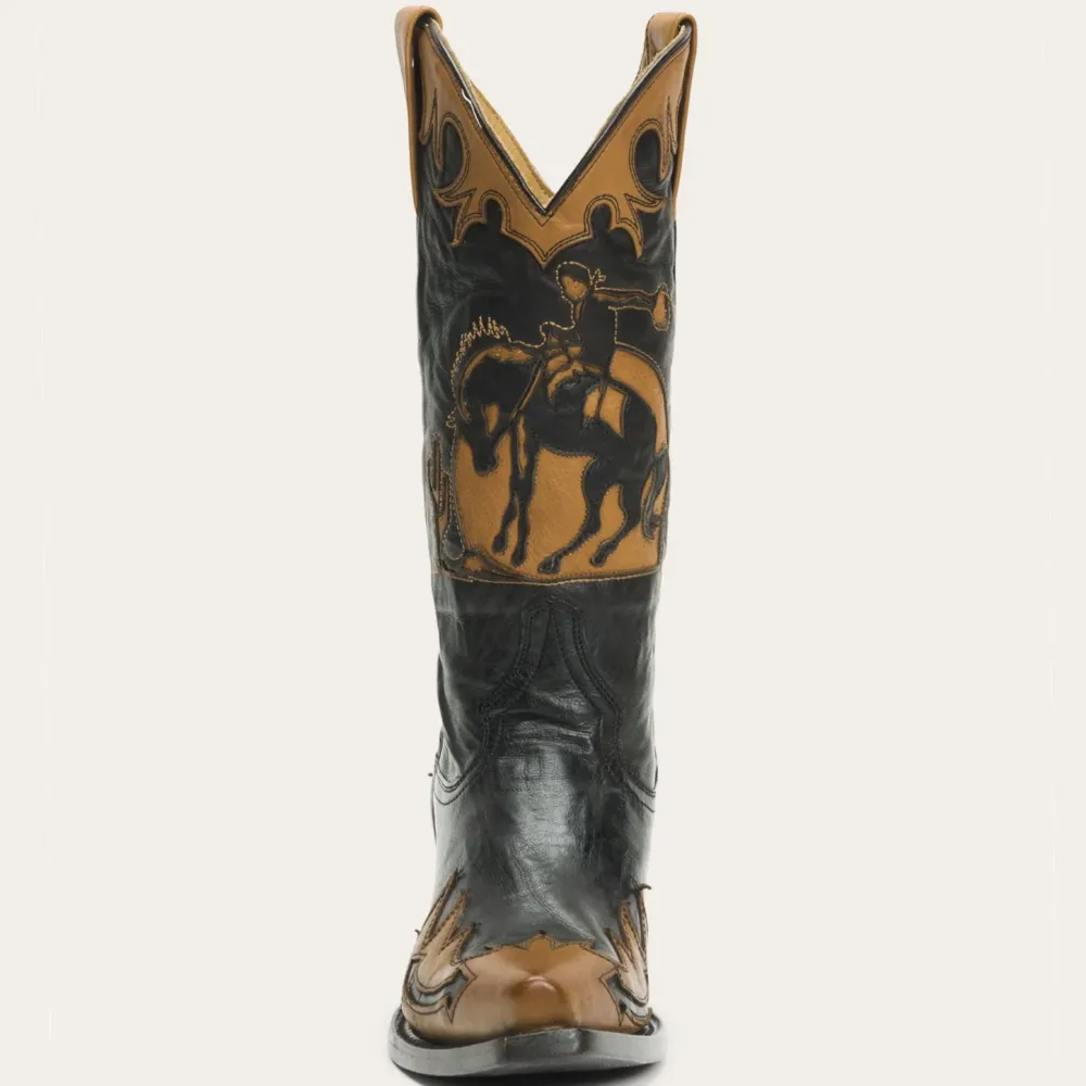 Stetson Faye Cowgirl Horse Underlay Leather Boot Black