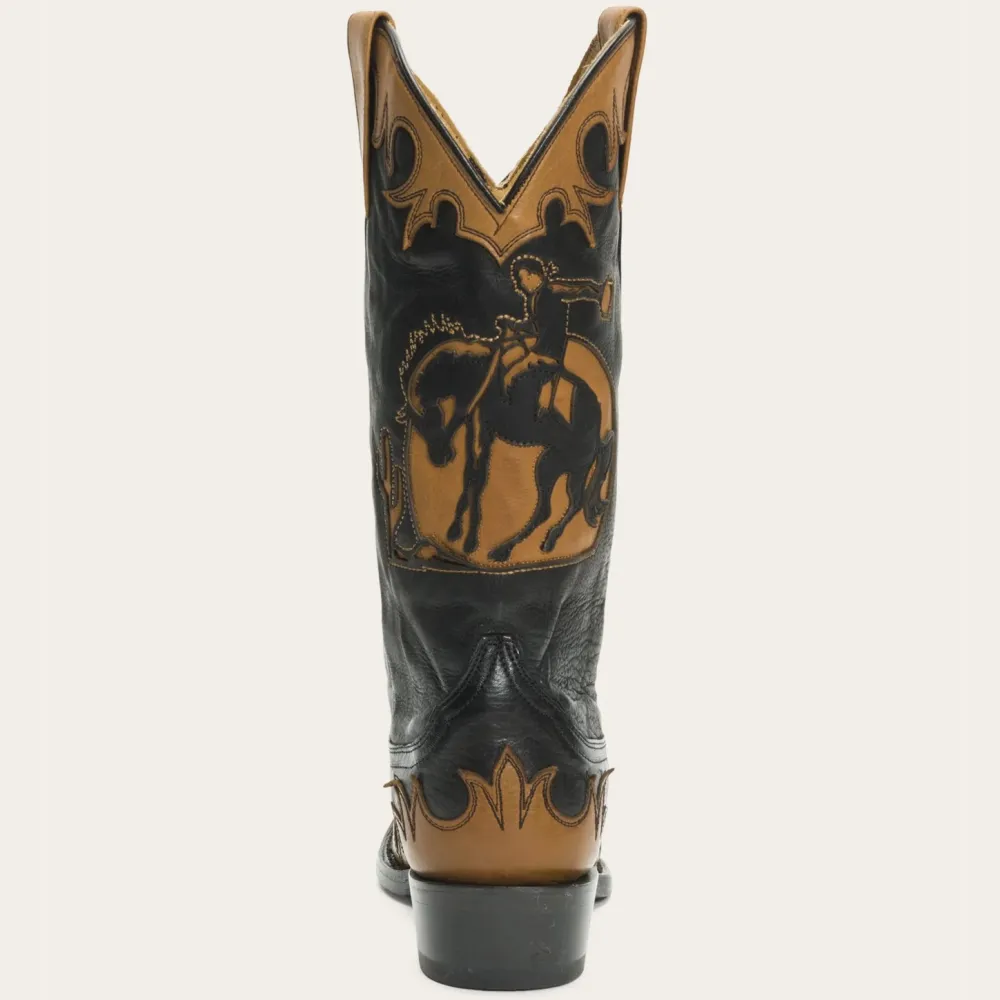 Stetson Faye Cowgirl Horse Underlay Leather Boot Black