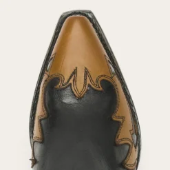 Stetson Faye Cowgirl Horse Underlay Leather Boot Black