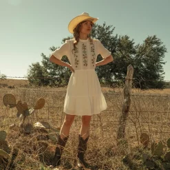 Stetson Flat Weave Dress White Clearance