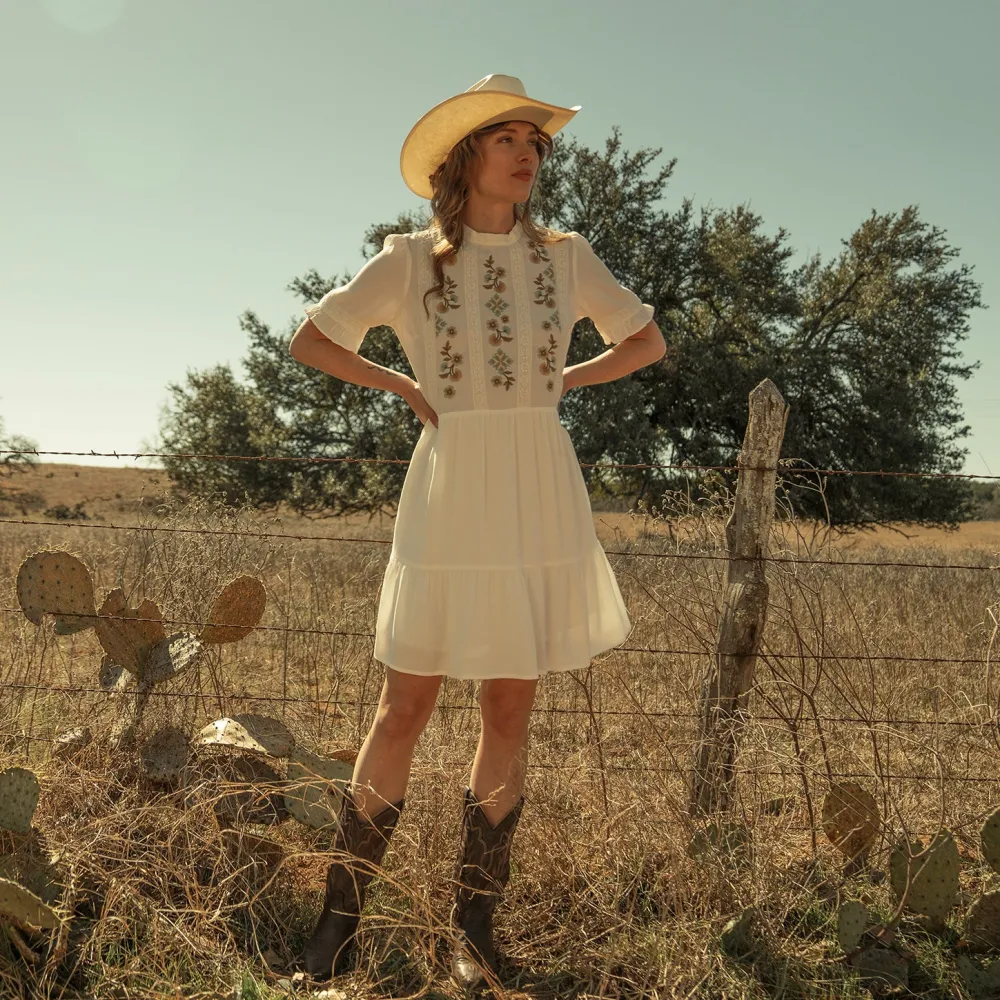 Stetson Flat Weave Dress White Clearance