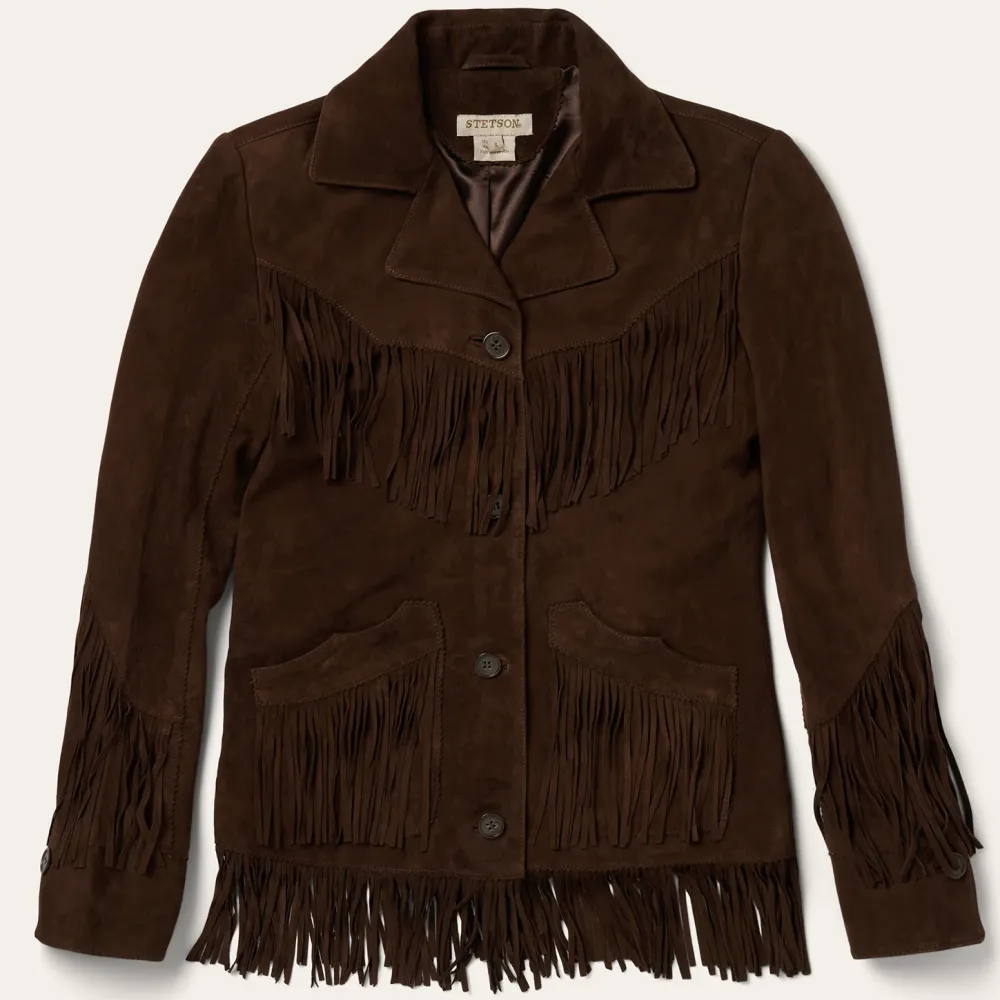 Stetson Fringe Suede Jacket Chocolate Clearance