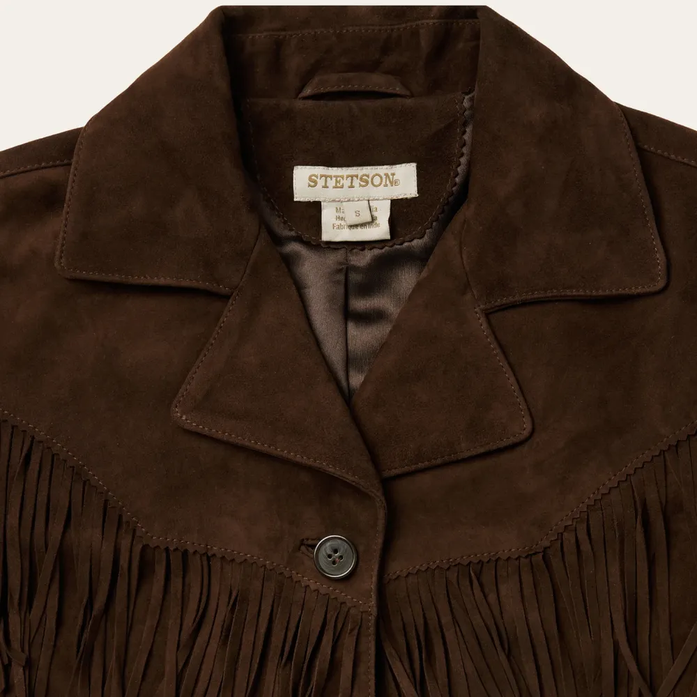 Stetson Fringe Suede Jacket Chocolate Clearance