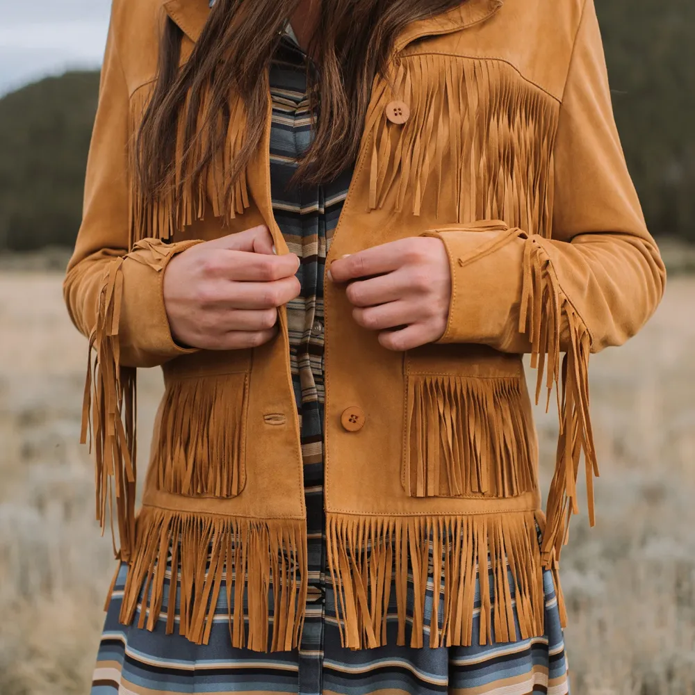 Stetson Fringe Suede Jacket Tan Outlet