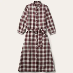 Stetson Gaucho Plaid Prairie Shirt Dress Wine Outlet
