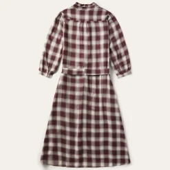 Stetson Gaucho Plaid Prairie Shirt Dress Wine Outlet