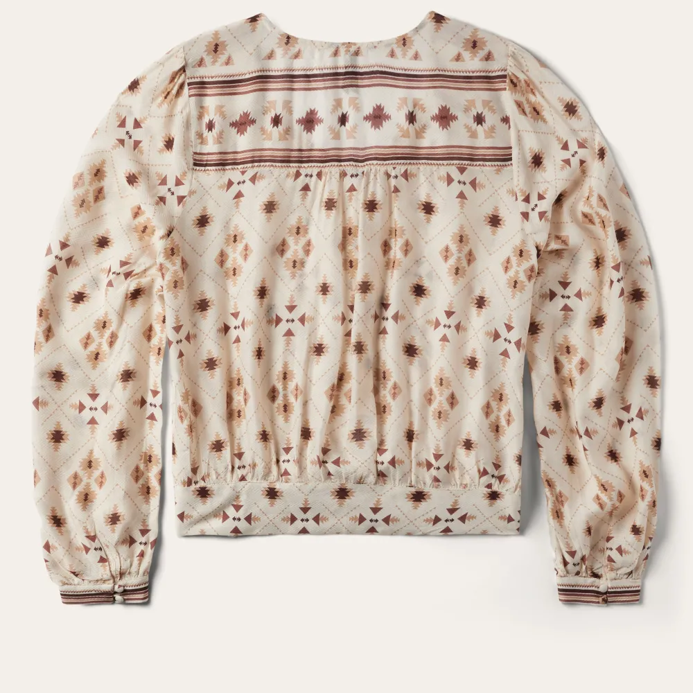 Stetson Gaucho Print Herringbone Blouse White Clearance
