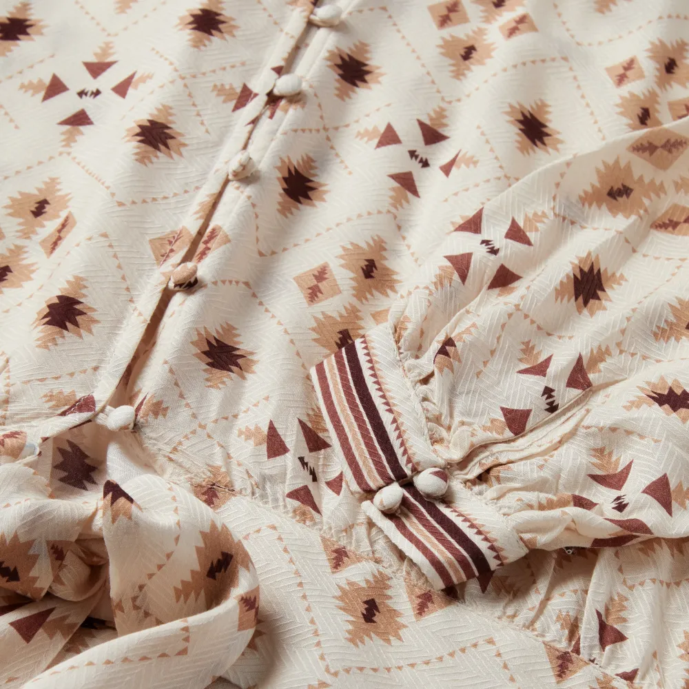 Stetson Gaucho Print Herringbone Blouse White Clearance