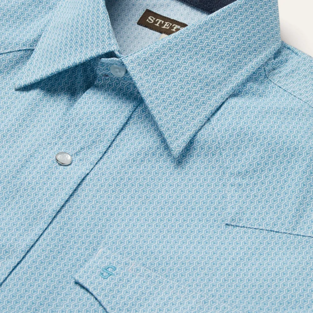 Stetson Geo Western Shirt Blue Best