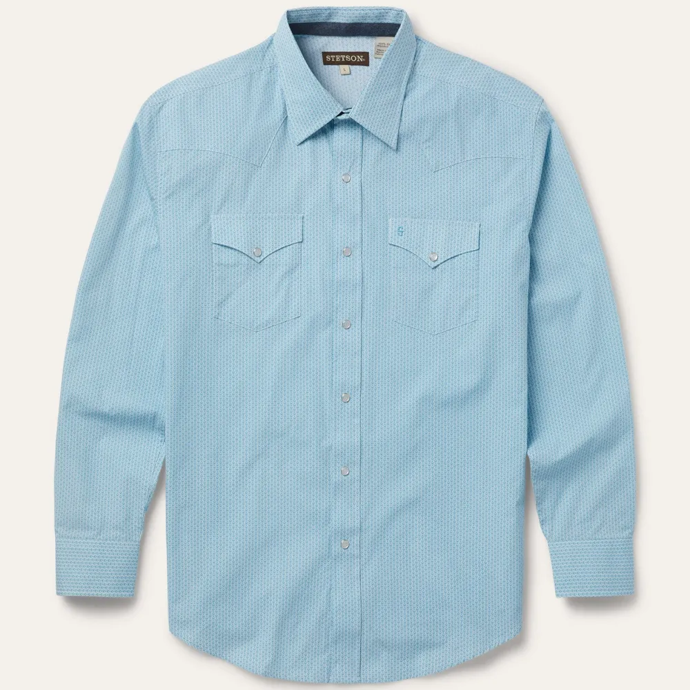 Stetson Geo Western Shirt Blue Sale
