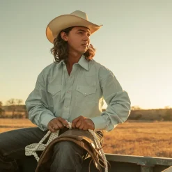 Stetson Geo Western Shirt Blue Sale
