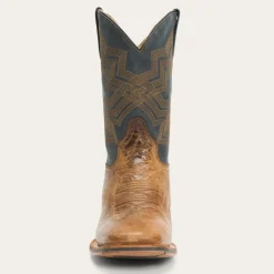 Stetson Goddard Burnished Blue Leather Boot Brown New