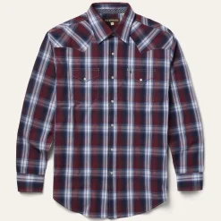 Stetson Good Luck Plaid Western Shirt Wine Discount