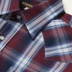 Stetson Good Luck Plaid Western Shirt Wine Discount