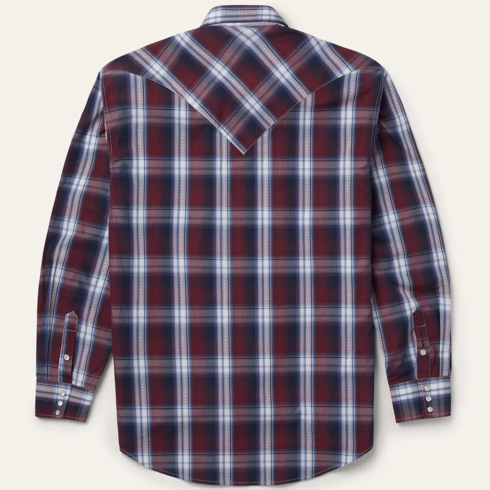 Stetson Good Luck Plaid Western Shirt Wine Sale