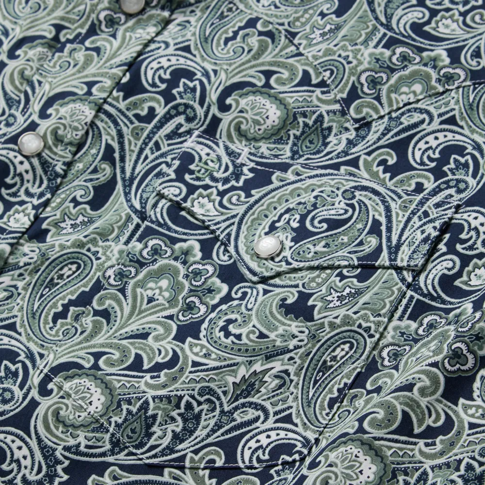 Stetson Greenspring Paisley Print Western Shirt Blue Clearance