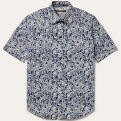 Stetson Greenspring Paisley Short Sleeve Western Shirt Blue Online