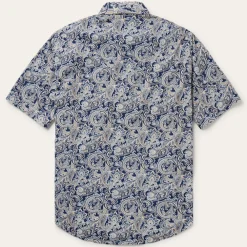 Stetson Greenspring Paisley Short Sleeve Western Shirt Blue Online