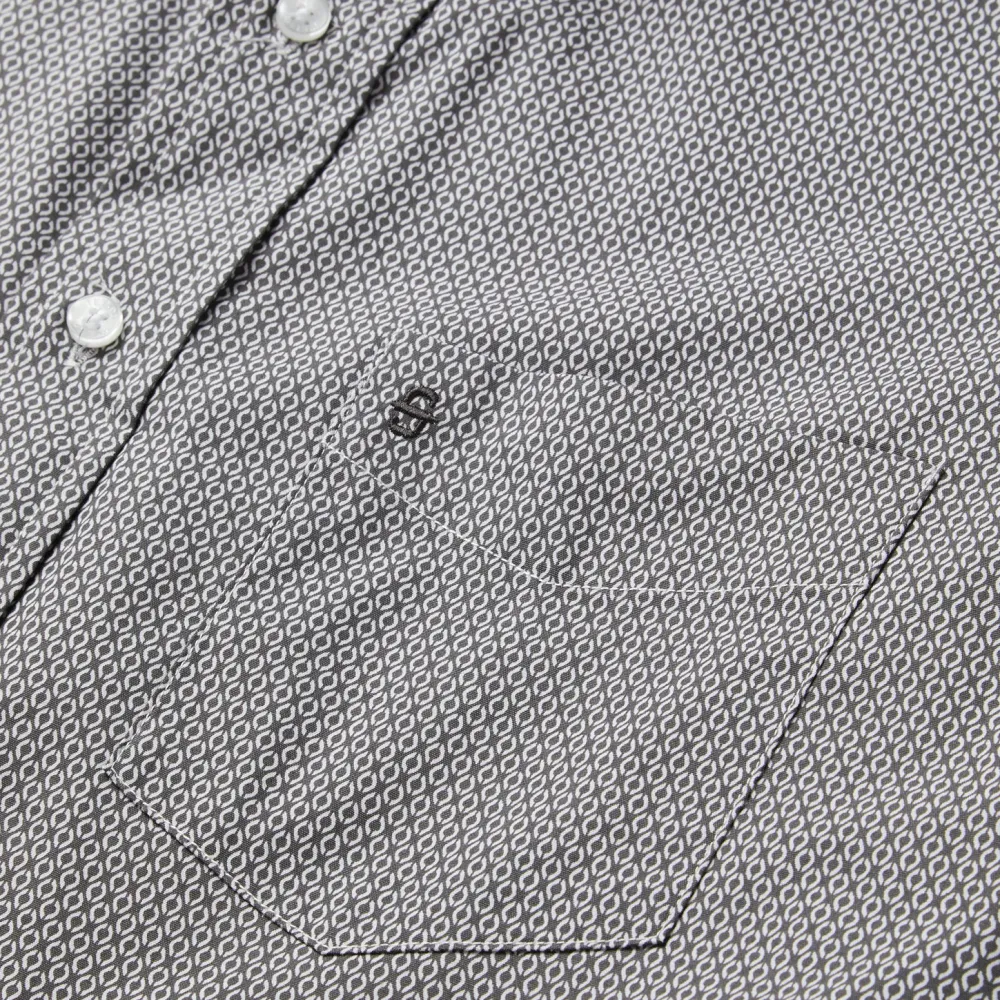 Stetson Geo Print Button Front Shirt Grey New