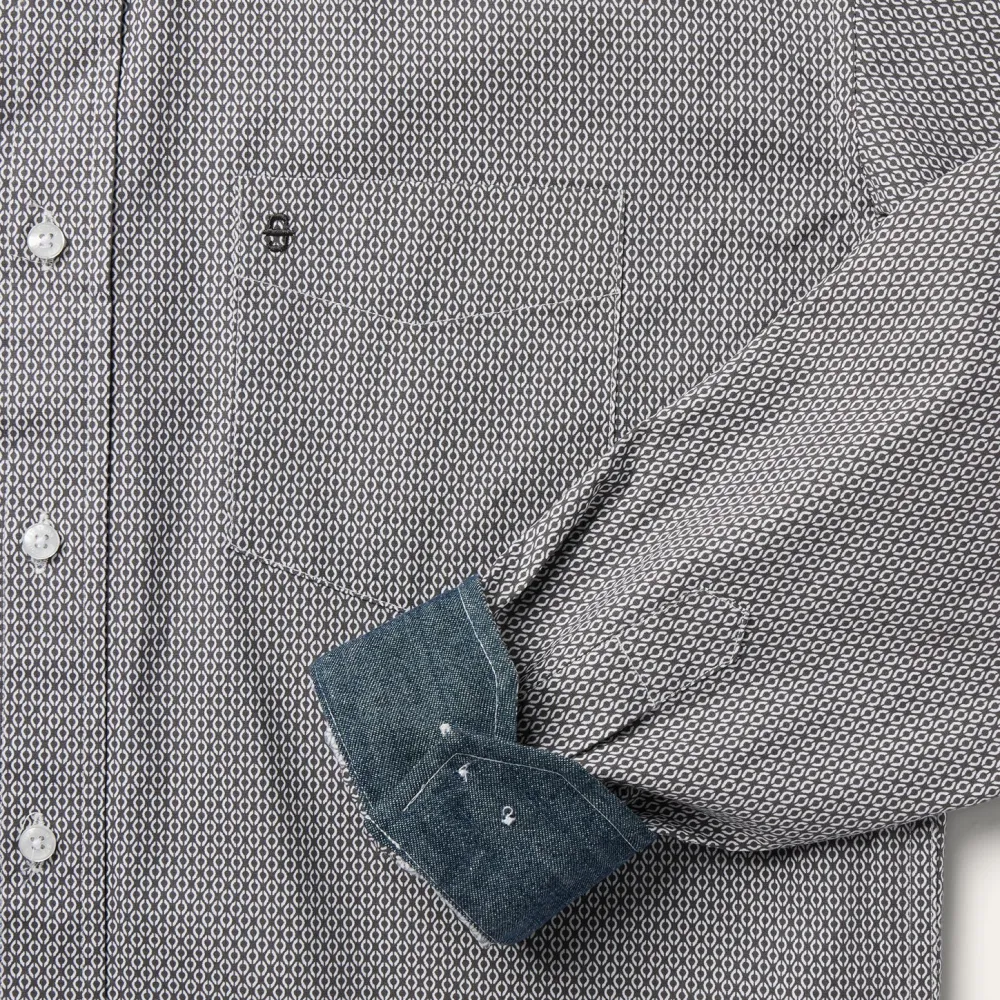 Stetson Geo Print Button Front Shirt Grey