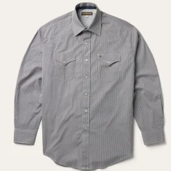 Stetson Geo Print Western Shirt Grey Clearance
