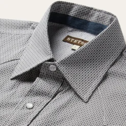 Stetson Geo Print Western Shirt Grey Clearance