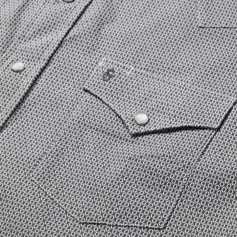 Stetson Geo Print Western Shirt Grey Clearance