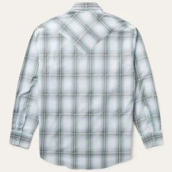 Stetson Sky Ombre Plaid Western Shirt Grey Outlet
