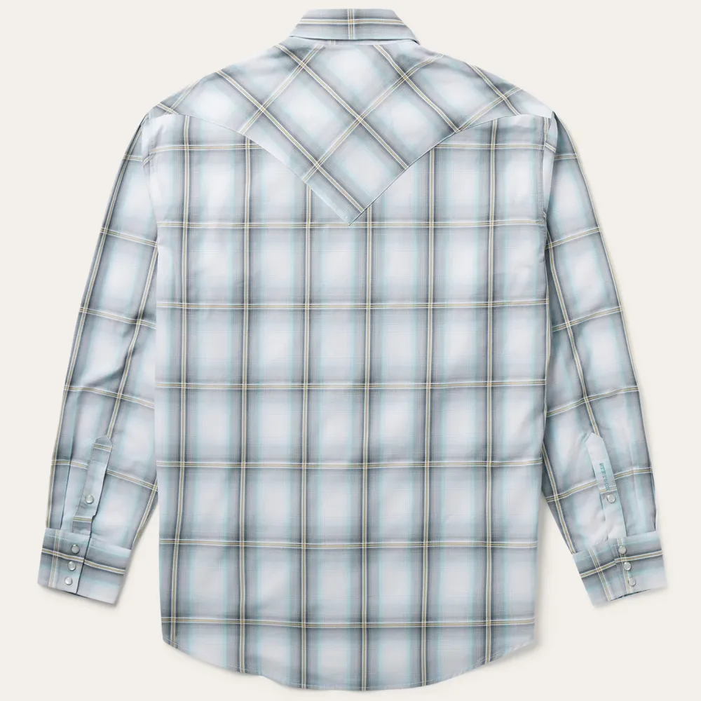 Stetson Sky Ombre Plaid Western Shirt Grey Outlet