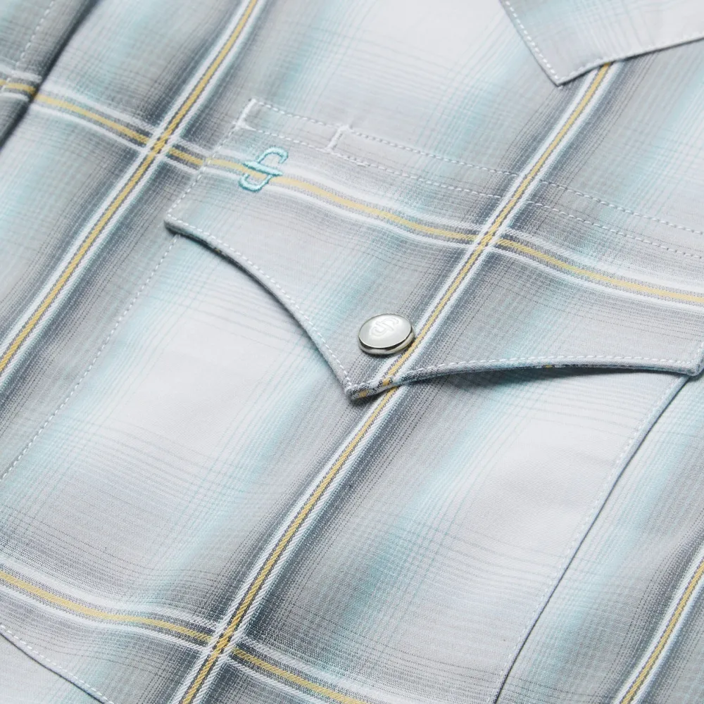 Stetson Sky Ombre Plaid Western Shirt Grey Outlet