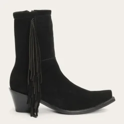 Stetson Halle Suede Fringe Side Zip Boot Black Sale