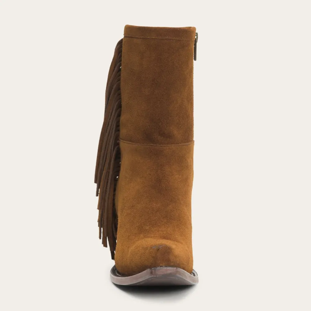 Stetson Halle Suede Fringe Side Zip Boot Brown Outlet