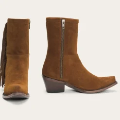 Stetson Halle Suede Fringe Side Zip Boot Brown Discount
