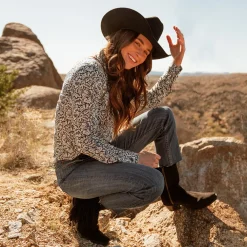 Stetson Halle Suede Fringe Side Zip Boot Black Hot