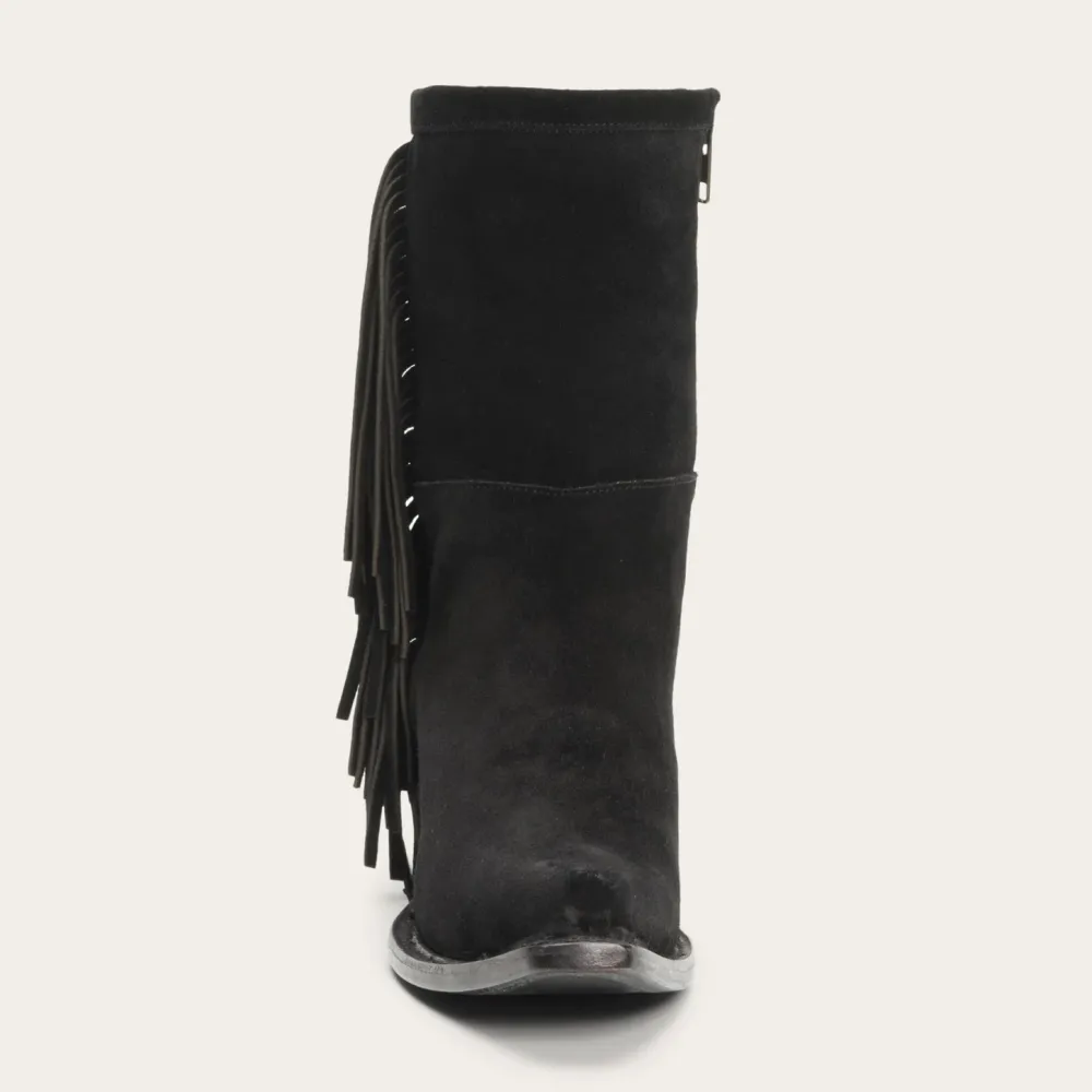 Stetson Halle Suede Fringe Side Zip Boot Black Hot